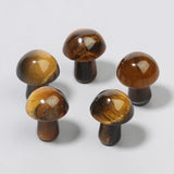 Mushroom Figurines Carved Stones Tiger Eye Quartz Reiki Healing Collection Craft