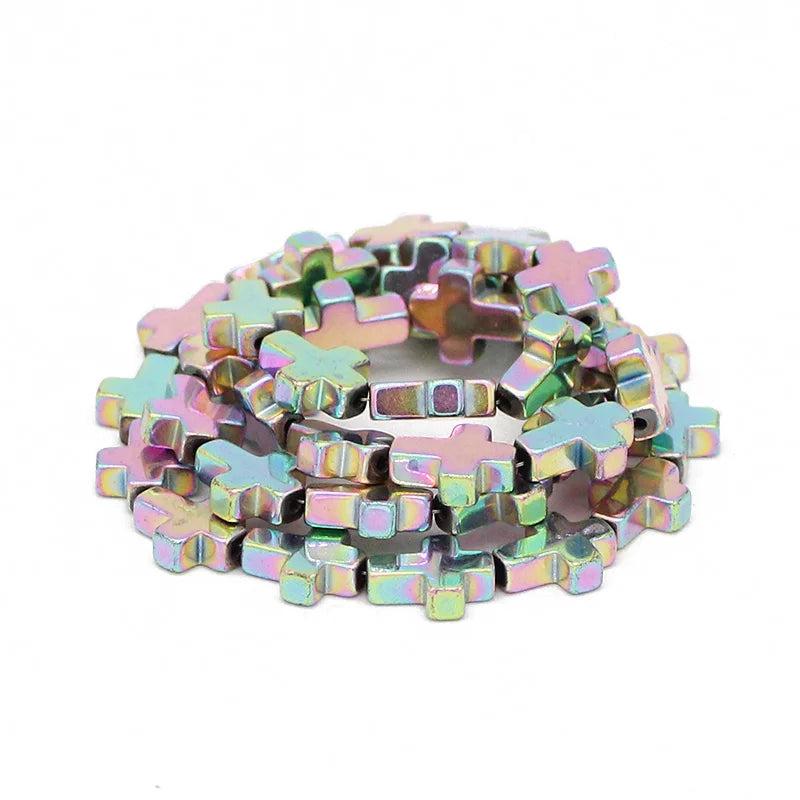 8MM Purple Hematite Cross Spacer Beads for Jewelry Making