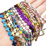 8MM Purple Hematite Cross Spacer Beads for Jewelry Making