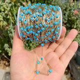 Stainless Steel Enamel Beads Chains Evil Eye Charm Chains For Jewelry DIY