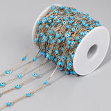Stainless Steel Enamel Beads Chains Evil Eye Charm Chains For Jewelry DIY