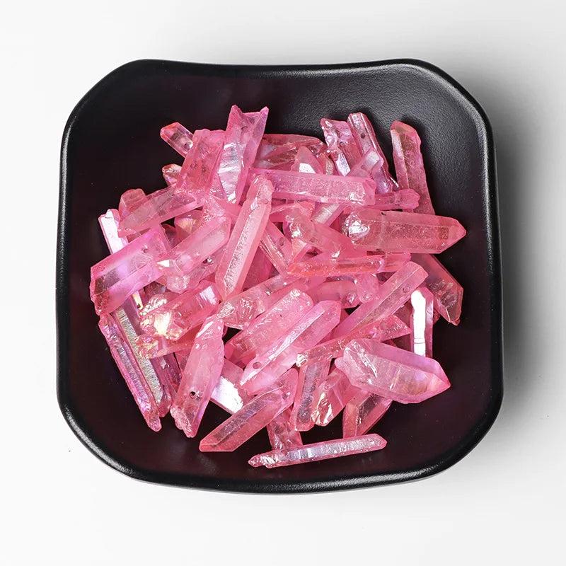 Wholesale Rose Pink Crystal Quartz Point Stone Bead
