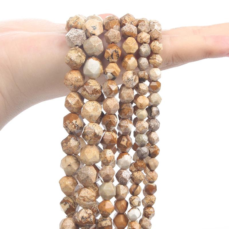 Faceted Jaspers Natural Stone Beads Spacer Beads DIY Charm Bracelets