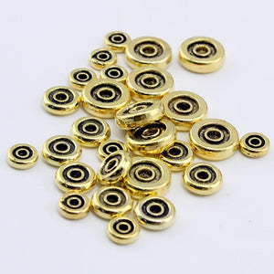 100pcs Antique Silver Metal Flat Round Rondelle Spacer Beads 6 8 10mm