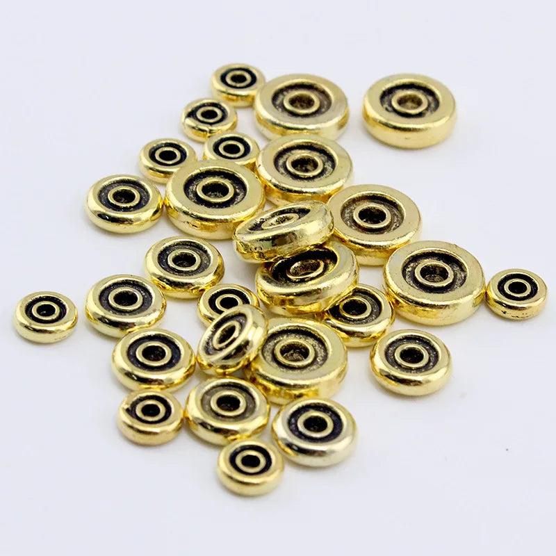 100pcs Antique Silver Metal Flat Round Rondelle Spacer Beads 6 8 10mm