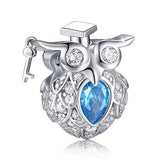 Circular Heart-Shaped Silver Bead Charm for Jewelry Making