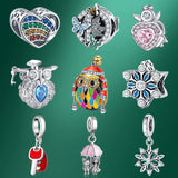 Circular Heart-Shaped Silver Bead Charm for Jewelry Making