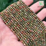 15'' 2/3mm Unakite Jasper Round Spacer Beads DIY Jewelry Making