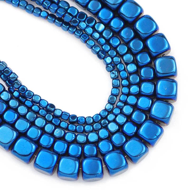 Hematite 2/3/4/6MM Blue,Rose Red,Glod Square Cube Beads