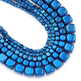 Hematite 2/3/4/6MM Blue,Rose Red,Glod Square Cube Beads