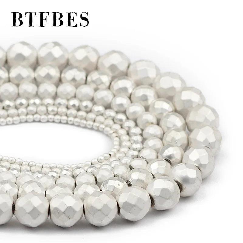Matte Silver Hematite Stone Beads 2-10mm DIY Charm Jewelry