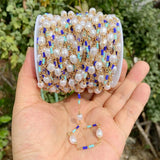 Pearl Beads Chains Stainless Steel Chain Link Pearl Beaded Chain