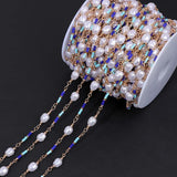 Pearl Beads Chains Stainless Steel Chain Link Pearl Beaded Chain