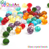 OlingArt 6mm 160pcs Glass Crystal Beads Mixed Multicolor Faceted Flat Round