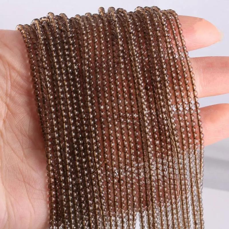 Natural Stone Beads Smoky Quartzs Round Agates Beadwork for Jewelry Making