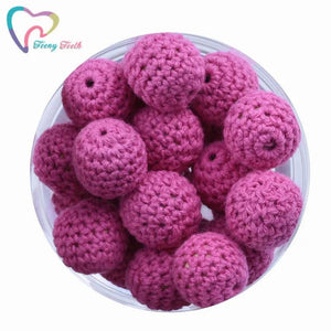 10 PCS Peach Crochet Wooden Chew Beads 16-20 MM Baby Teething Jewelry Hot