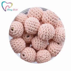 10 PCS Peach Crochet Wooden Chew Beads 16-20 MM Baby Teething Jewelry Hot