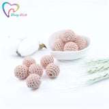 10 PCS Peach Crochet Wooden Chew Beads 16-20 MM Baby Teething Jewelry Hot