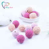 10 PCS Peach Crochet Wooden Chew Beads 16-20 MM Baby Teething Jewelry Hot
