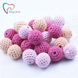 10 PCS Peach Crochet Wooden Chew Beads 16-20 MM Baby Teething Jewelry Hot