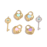 5pcs Stainless Steel Enamel LOVE Lock Key Charms Couple Love Pendants