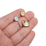 5pcs Stainless Steel Enamel LOVE Lock Key Charms Couple Love Pendants