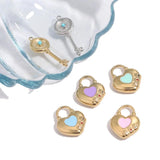 5pcs Stainless Steel Enamel LOVE Lock Key Charms Couple Love Pendants