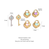 5pcs Stainless Steel Enamel LOVE Lock Key Charms Couple Love Pendants