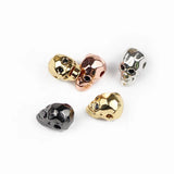 4pcs Zircon Skull Pendants Spacer Beads Charms for Jewelry Making