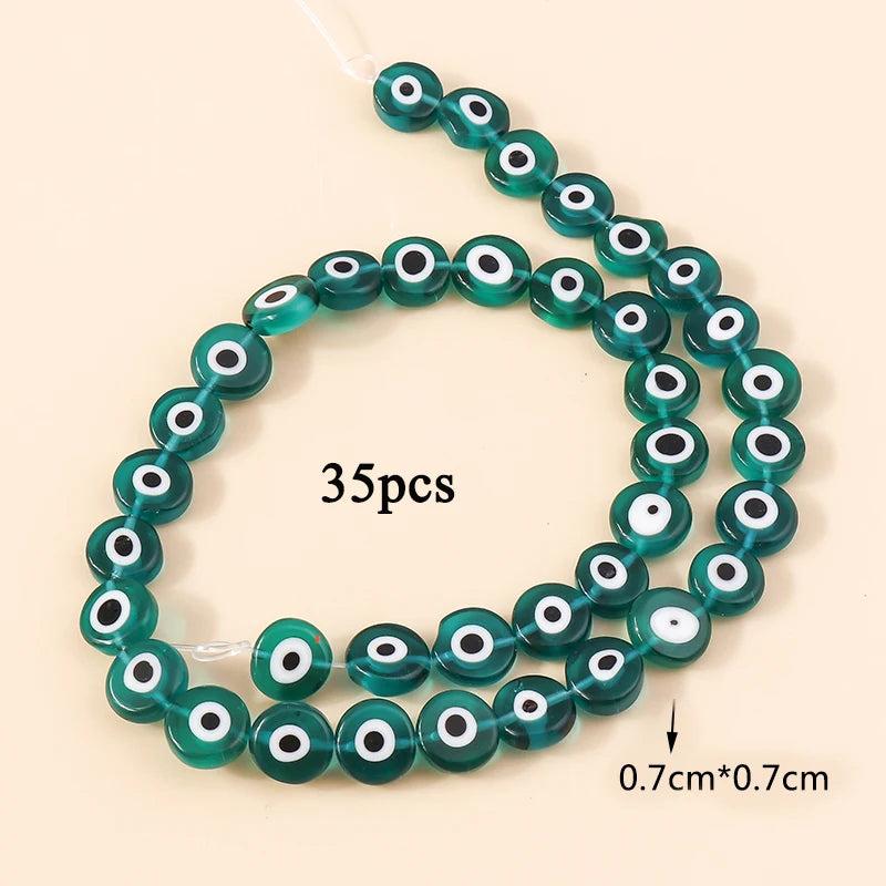7mm 35pcs Colorful Evil Eye Glass Beads DIY Jewelry Bracelets Necklaces