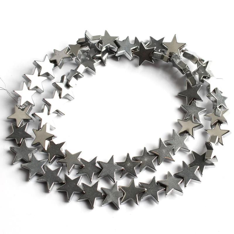 Silver Hematite Beads Natural Stone Spacer Star Beads DIY