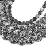 6/8/10/12MM Hematite Roses Flowers Natural Stone Beads