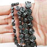 6/8/10/12MM Hematite Roses Flowers Natural Stone Beads