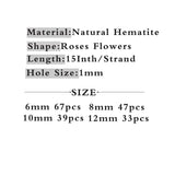 6/8/10/12MM Hematite Roses Flowers Natural Stone Beads