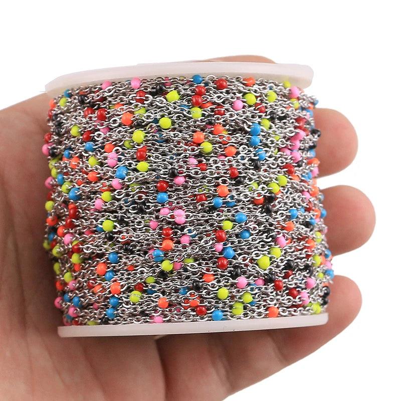 2mm 1m Stainless Steel Mix Cable Enamel Chain Bulk Chain Necklace DIY Jewelry