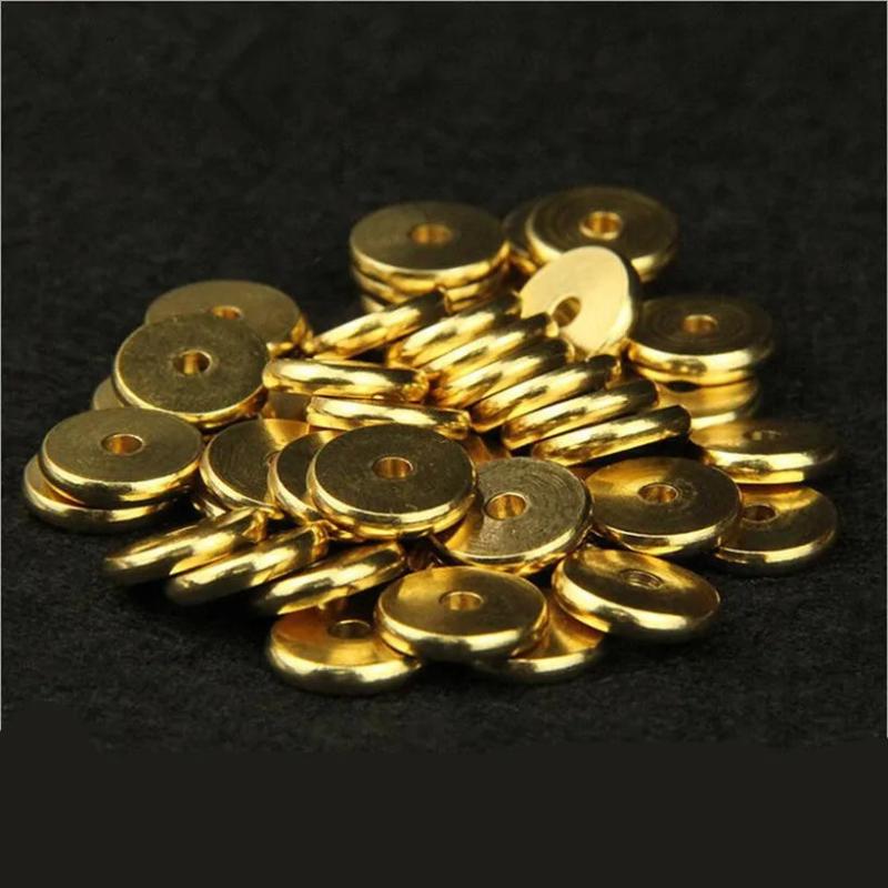 50pcs Brass Round Flat Spacer Beads 4-10mm DIY Jewelry Making