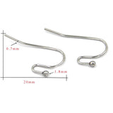 100Pcs Stainless Steel Kidney Earring Wire 20mm