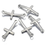10pcs Stainless Steel Cross Charms Silver Sideways Mini Cross Charm/Pendant