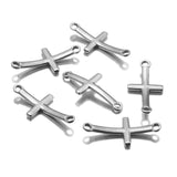 10pcs Stainless Steel Cross Charms Silver Sideways Mini Cross Charm/Pendant