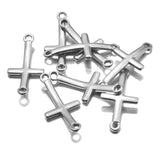 10pcs Stainless Steel Cross Charms Silver Sideways Mini Cross Charm/Pendant