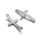 10pcs Stainless Steel Cross Charms Silver Sideways Mini Cross Charm/Pendant