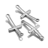 10pcs Stainless Steel Cross Charms Silver Sideways Mini Cross Charm/Pendant