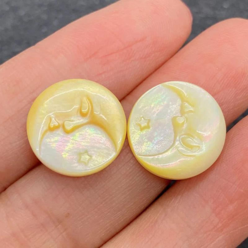 Natural Sea Shell Beads Moon Sun Shape Yellow Charm Bracelet Necklace
