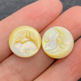 Natural Sea Shell Beads Moon Sun Shape Yellow Charm Bracelet Necklace