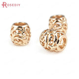 10PCS 9x9MM Champagne Plated Brass Barrel Large Hole Beads