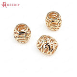 10PCS 9x9MM Champagne Plated Brass Barrel Large Hole Beads