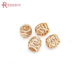 10PCS 9x9MM Champagne Plated Brass Barrel Large Hole Beads