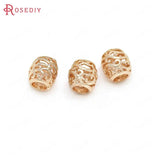10PCS 9x9MM Champagne Plated Brass Barrel Large Hole Beads