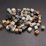 65pcs Natural Stone Beads Cube DIY Gemstones Beads For Jewelry Making