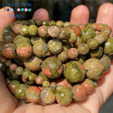 Faceted Unakite Round Beads 4-10 MM for DIY Bracelets